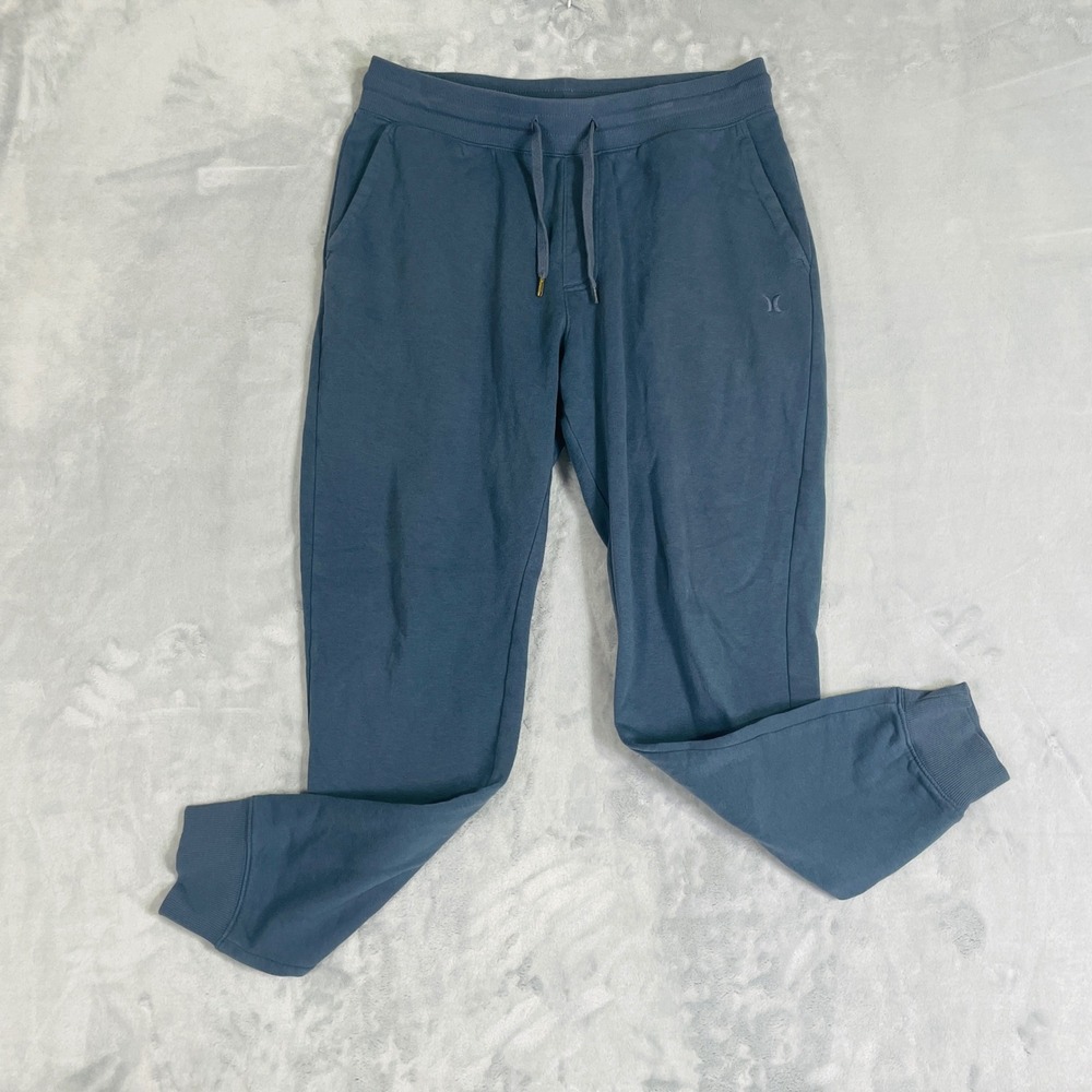 Hurley Jogger Sweatpants Mens M Blue Gray Drawstring Tapered Cuffs